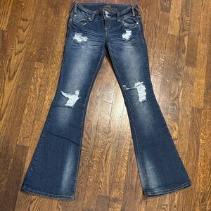 Almost Famous Distressed Blue Flare Jeans